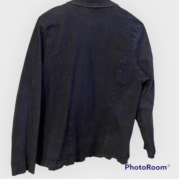 Jean Blazer Jacket Polyester Elastic Blue Demi size XL - Picture 7 of 10